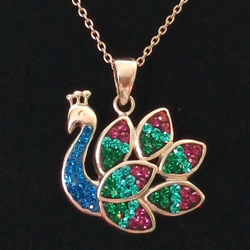 Sterling Silver Peacock Necklace